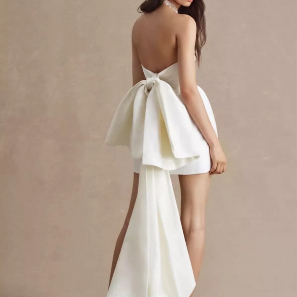 Sachin + Babi 'Grace' Strapless Bow-Back Mini in Ivory (NWT)